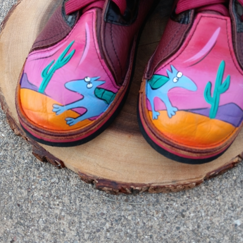Soletech Leather Burgundy Artistic Women's Shoes Sz 9 Artsy Whimsy Hippie Boho - Picture 2 of 7